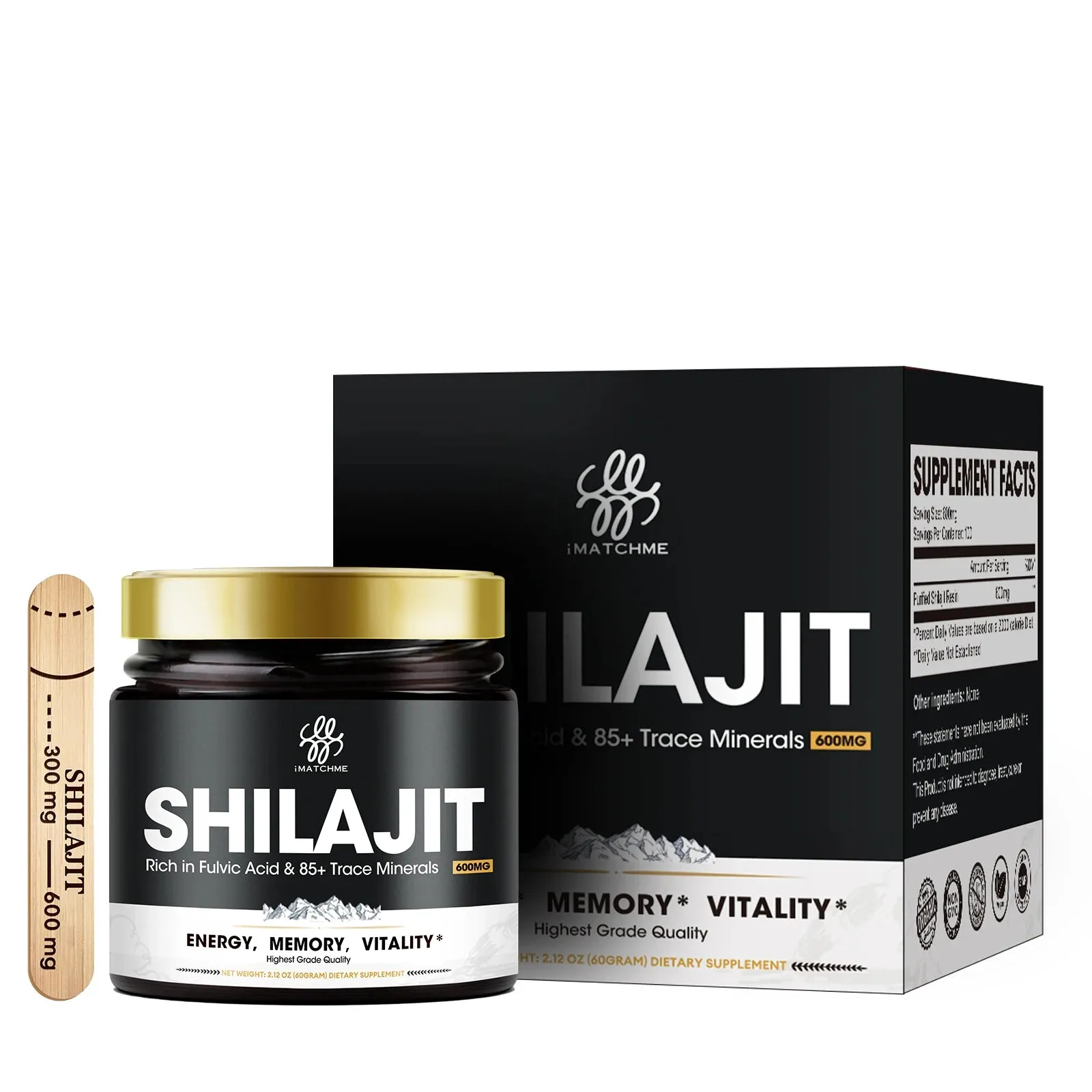 "iMATCHME 600MG Natural Shilajit Resin Drink – Original Mineral Supplement for Immune Health, Metabolism, and Overall Physical Wellness"