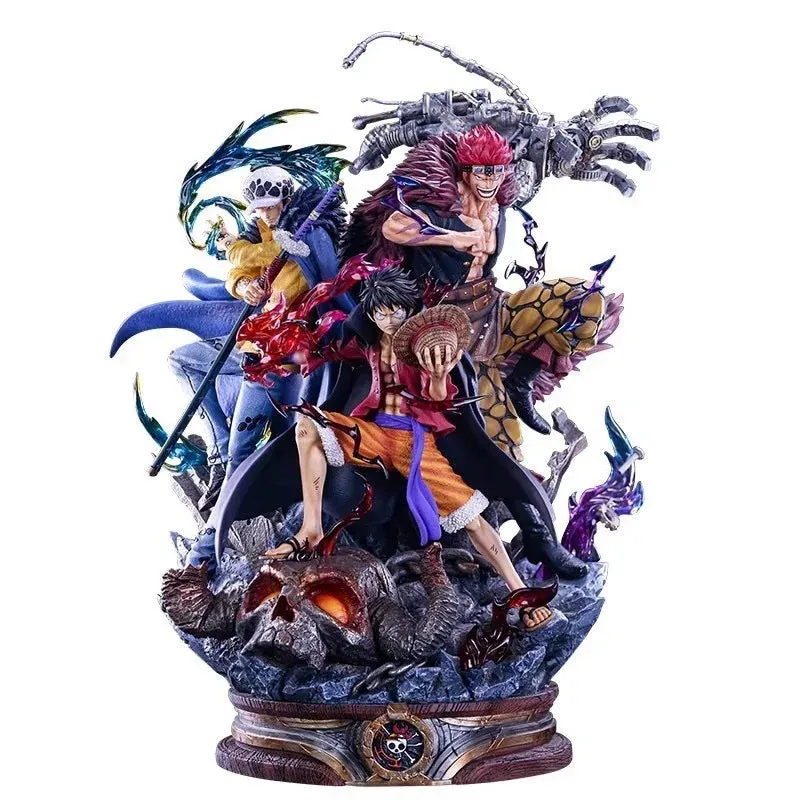 "One Piece Battle of Onigashima Supernova Figures – Straw Hat Luffy, Kid, and Law Action Models, Anime Character Scenes, Perfect Gift Toy Collection"