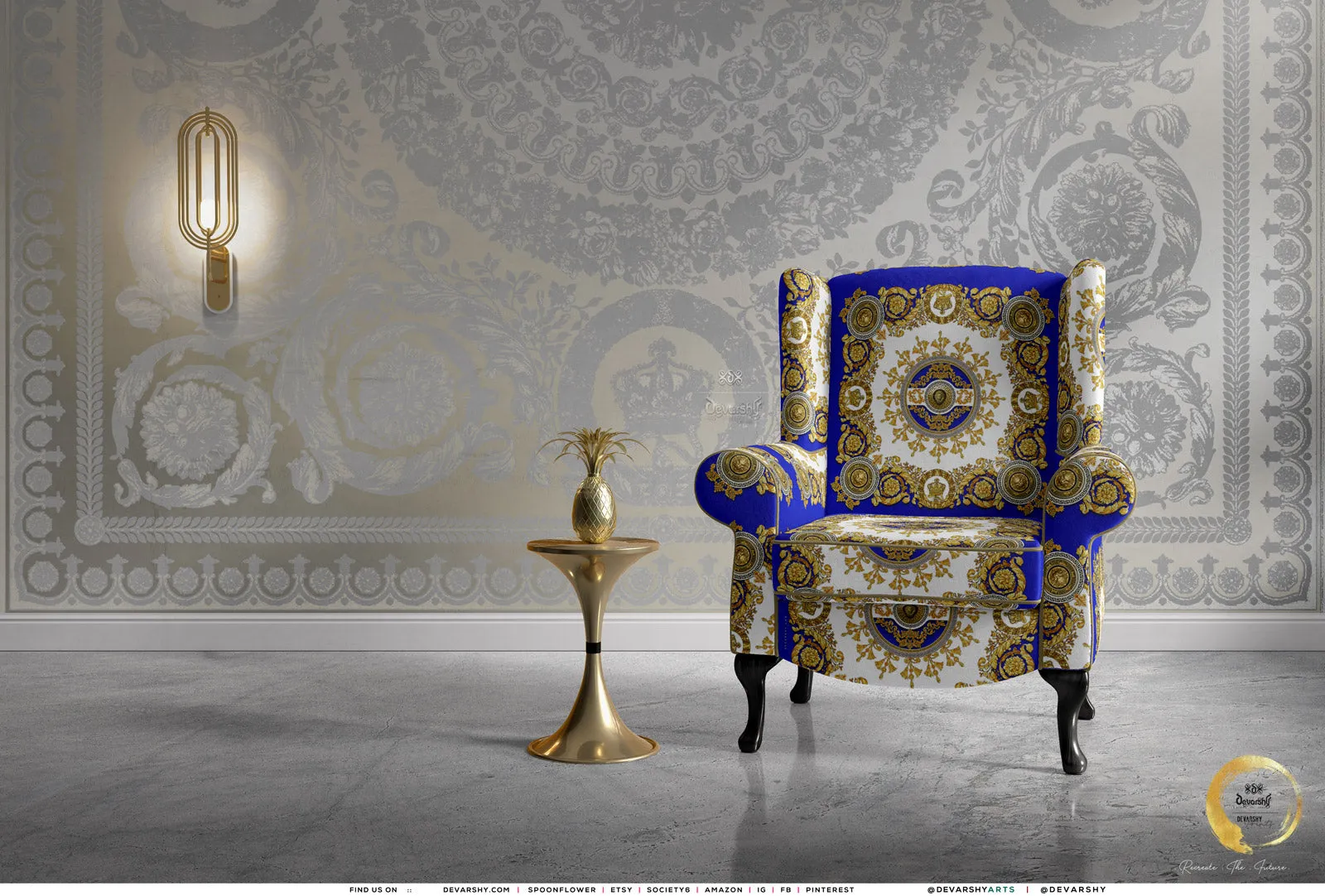 Royal Blue Upholstery Fabric 3meters & 12 Furnishing Fabrics European Baroque Fabric By the Yard  | RB0017