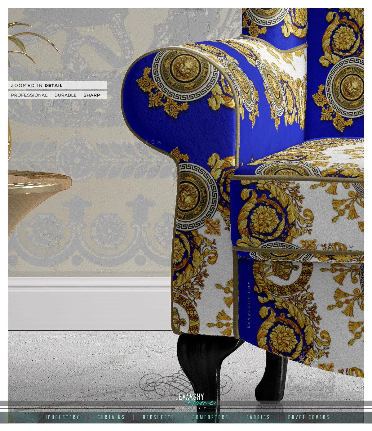 Royal Blue Upholstery Fabric 3meters & 12 Furnishing Fabrics European Baroque Fabric By the Yard  | RB0017