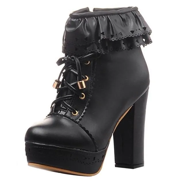 Ruffled Lace Lolita Booties