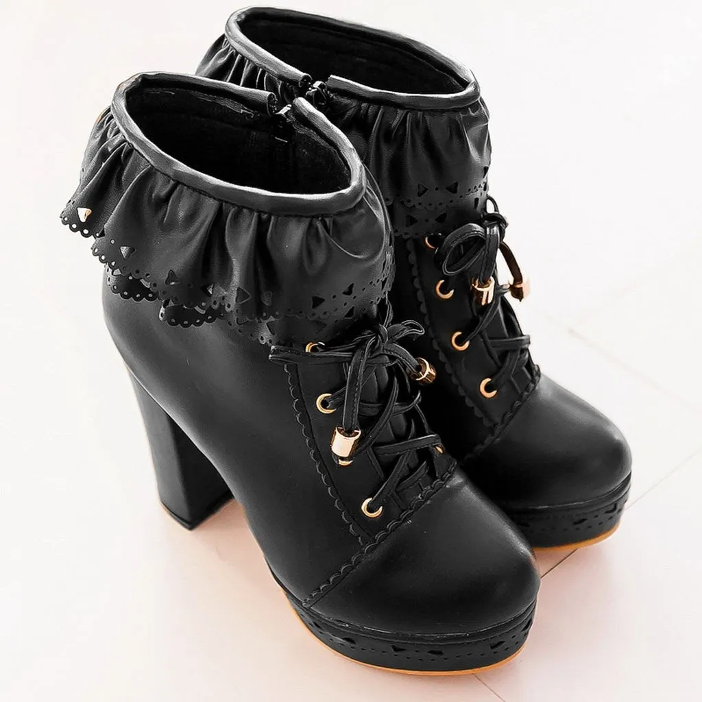 Ruffled Lace Lolita Booties