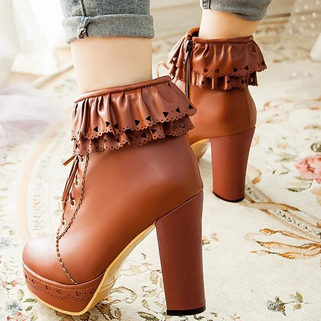 Ruffled Lace Lolita Booties