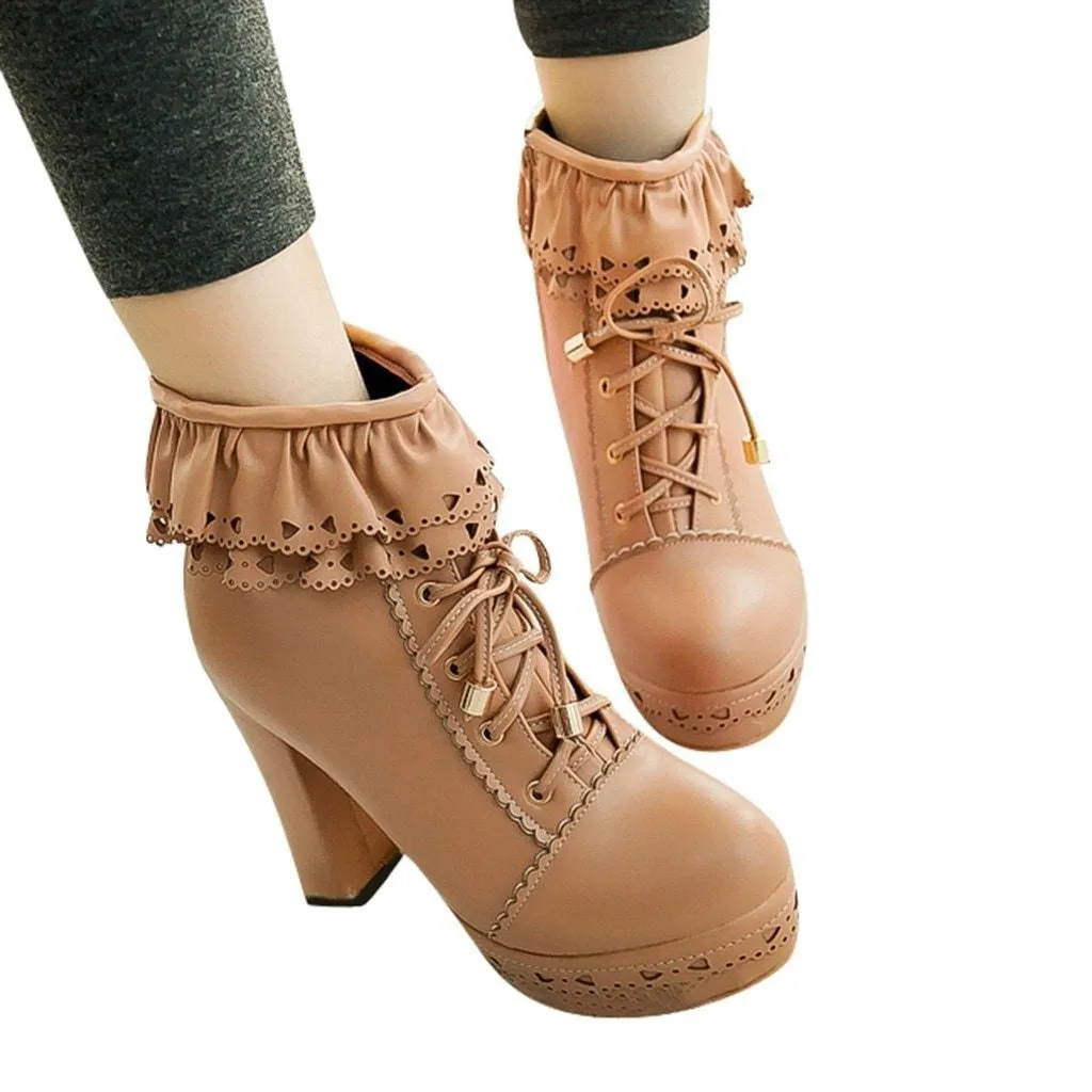 Ruffled Lace Lolita Booties