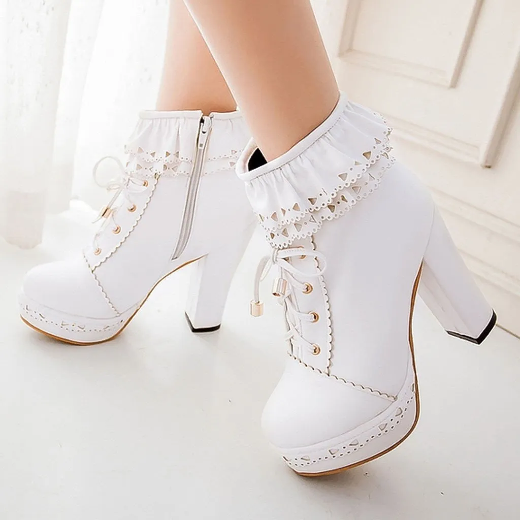 Ruffled Lace Lolita Booties