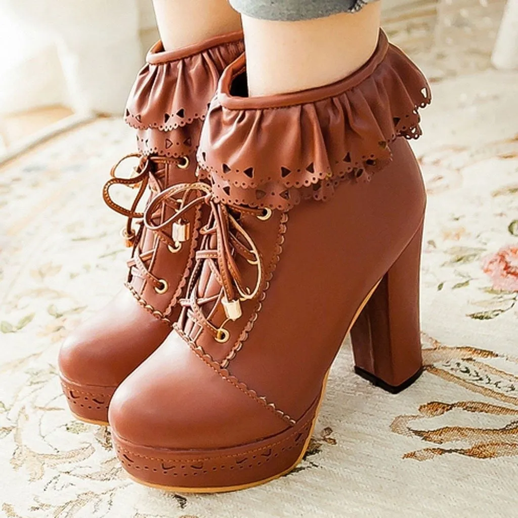 Ruffled Lace Lolita Booties