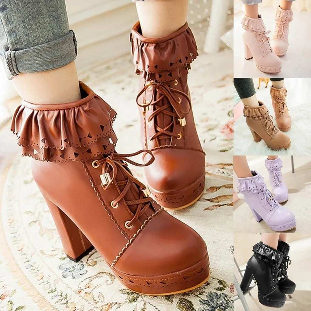 Ruffled Lace Lolita Booties