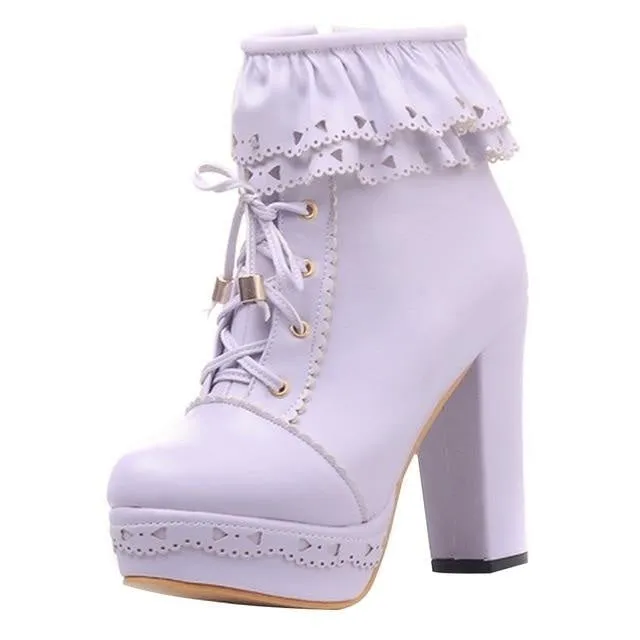 Ruffled Lace Lolita Booties