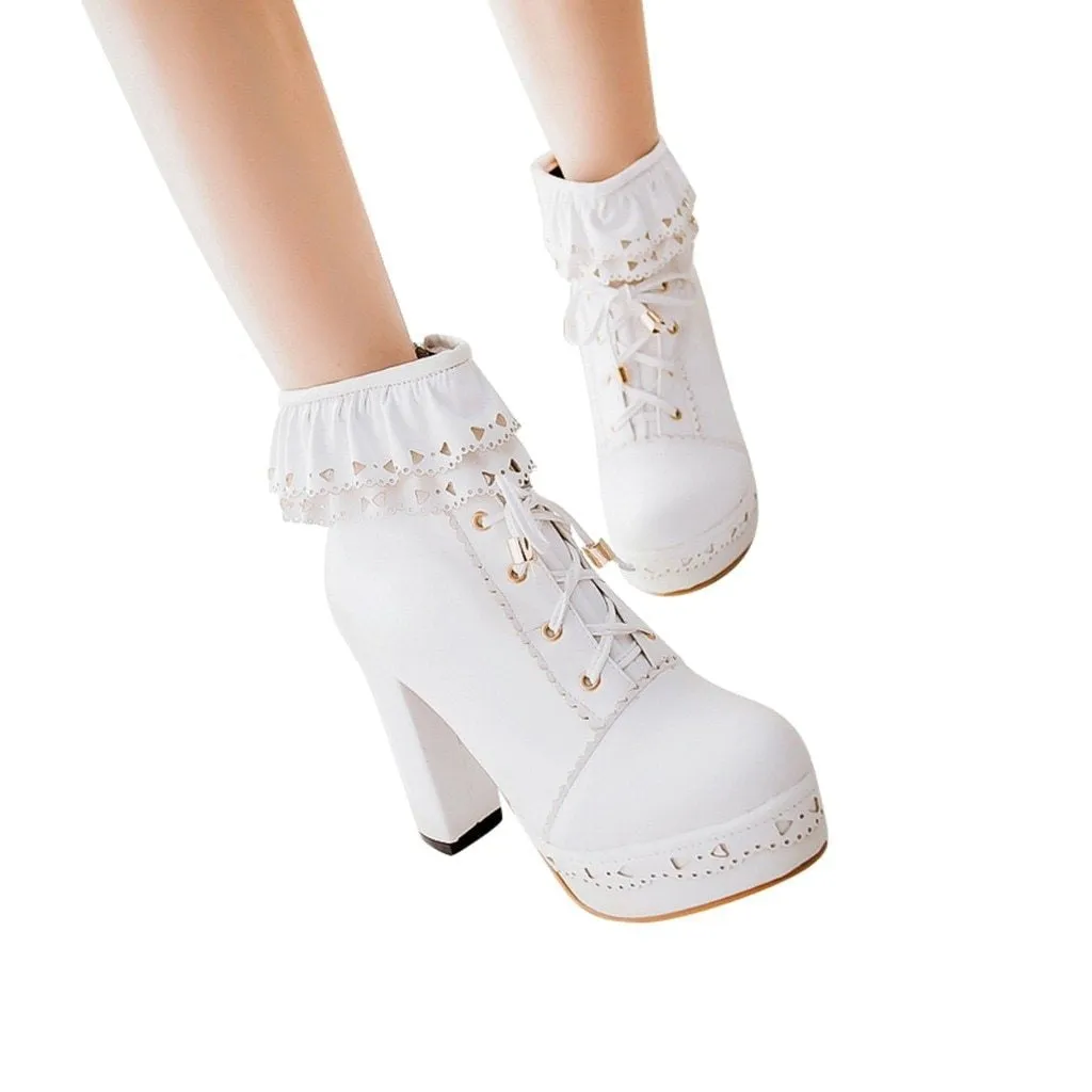 Ruffled Lace Lolita Booties