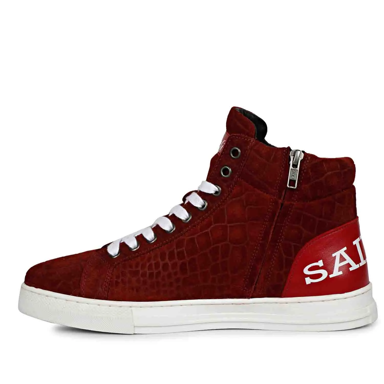 Saint Harvey Croco Embossed Burgundy Leather Sneakers