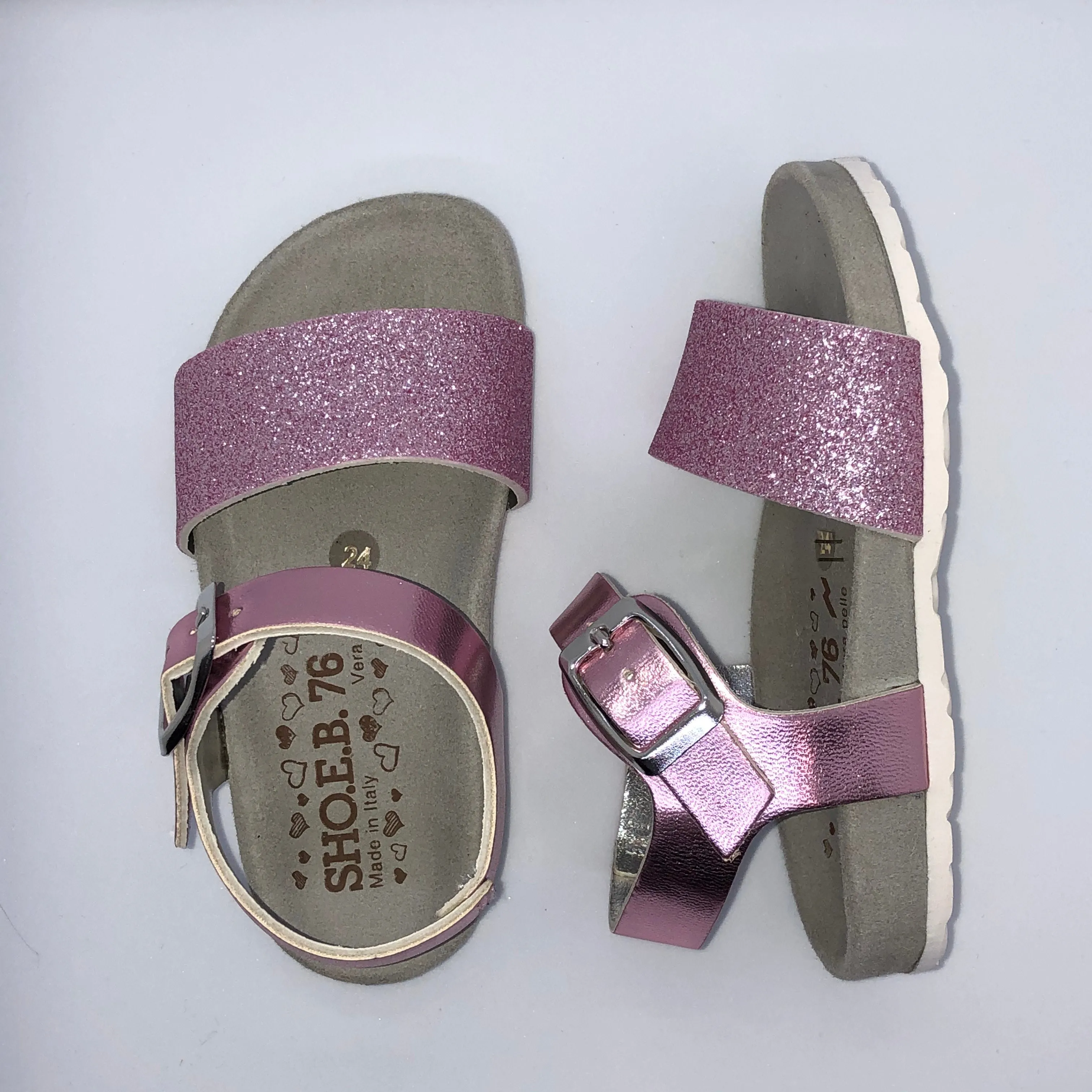 Sho.e.b.76 Kids Glitter Sandal - Pink