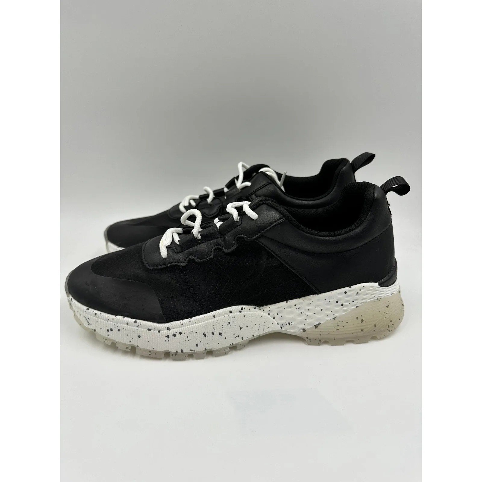 Size 11 Women's, Chunky Black Sneaker with Mesh Upper Sole and Rugged Tread