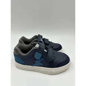 Small Kid 11, Blue Fashion Sneaker, w/ Straps, Blue Leather and Suede Detail