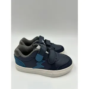 Small Kid Size 11, Blue Fashion Sneaker, w/ Straps, Blue Leather and Suede Detail