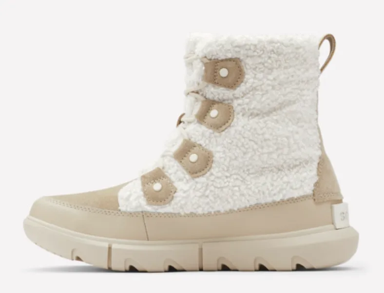 Sorel Explorer ll Joan Cozy Ancient Fossil Off-White Boots