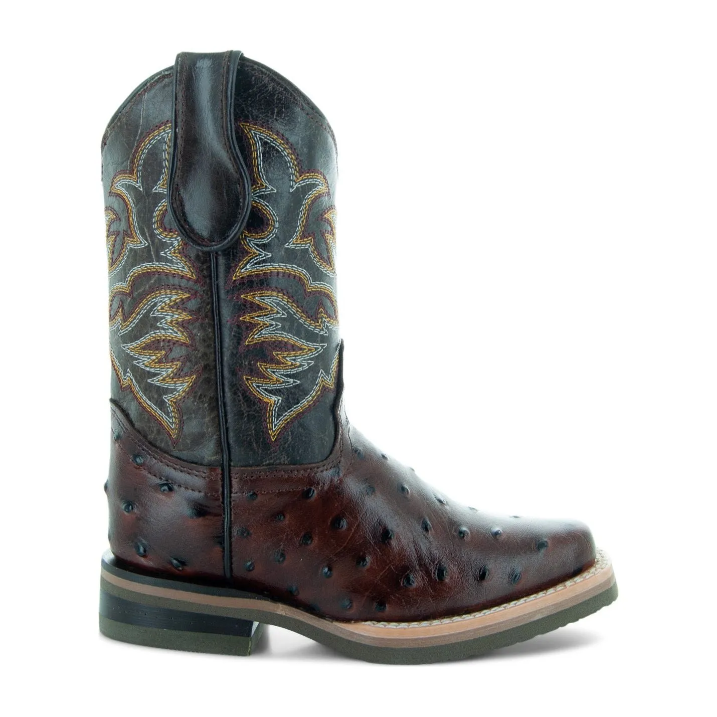 Soto Boots Kids Cognac Ostrich Print Cowboy Boots K4006