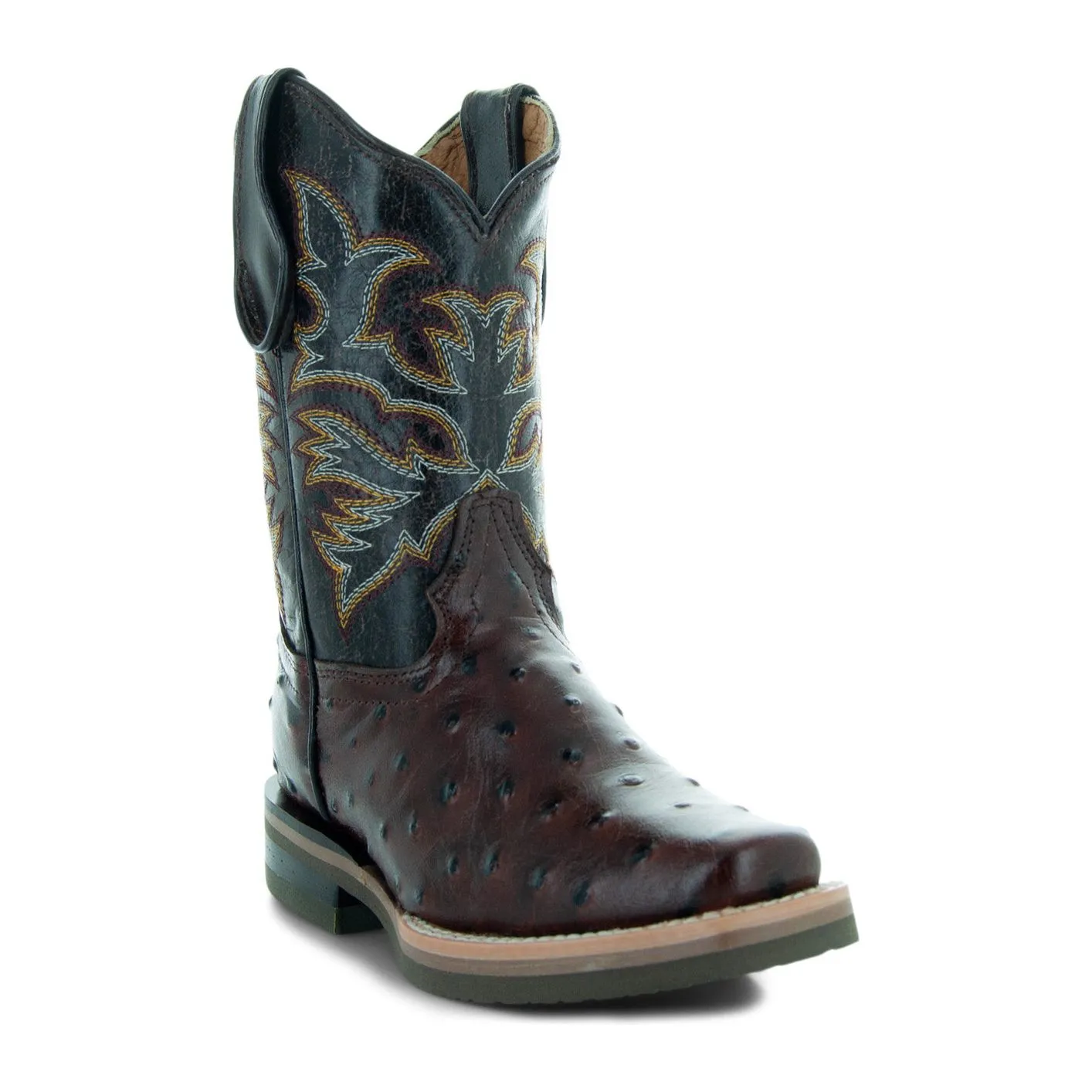 Soto Boots Kids Cognac Ostrich Print Cowboy Boots K4006