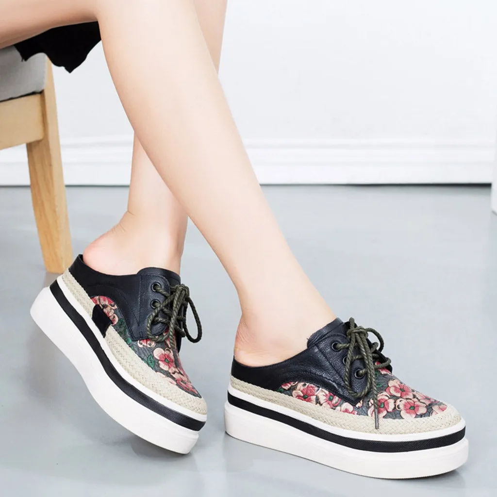 Summer Thick Heel Printed Fashion Casual Shoes