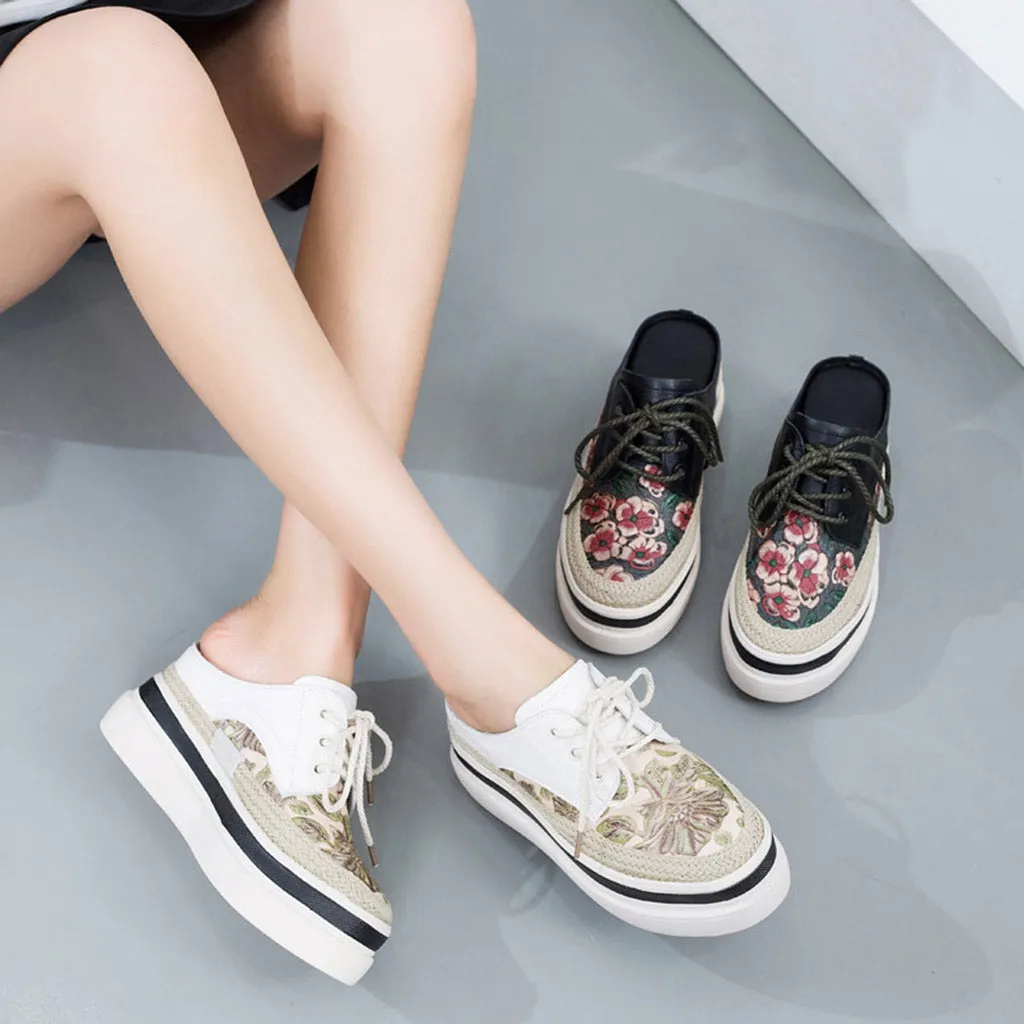 Summer Thick Heel Printed Fashion Casual Shoes