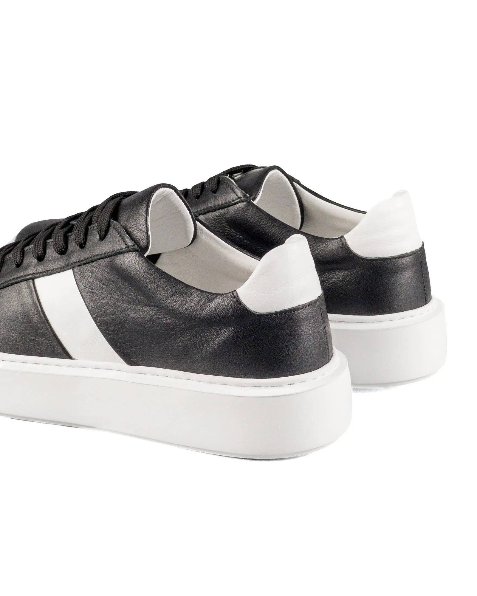 T-Fazer Black-White Genuine Leather White Sole Men's Sports Sneaker