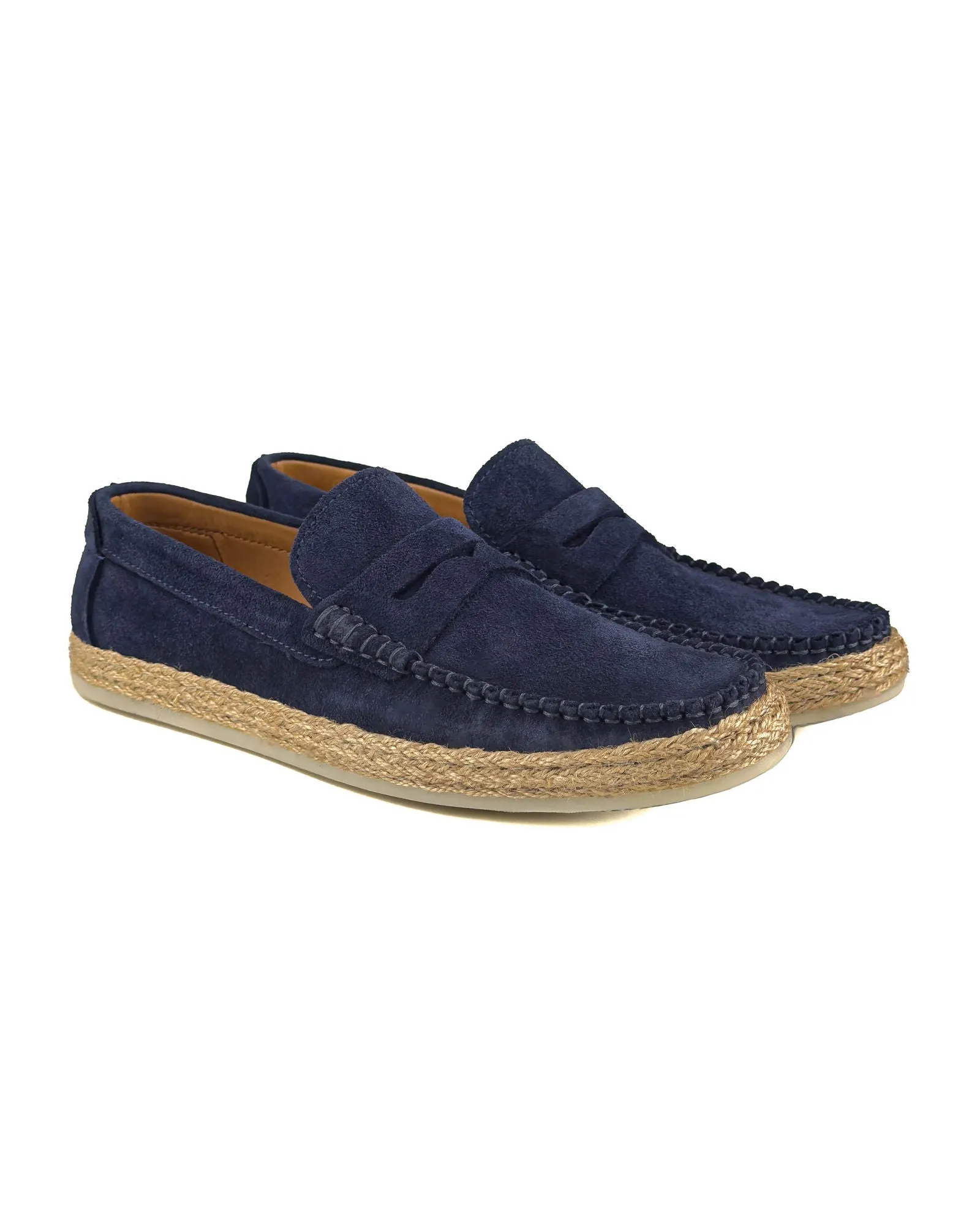 T-Kas Navy Blue Genuine Suede Leather Men's Loafer Shoe