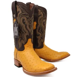 Tanner Mark Men's Genuine Full Quill Ostrich Square Toe Boots Buttercup TMX200503