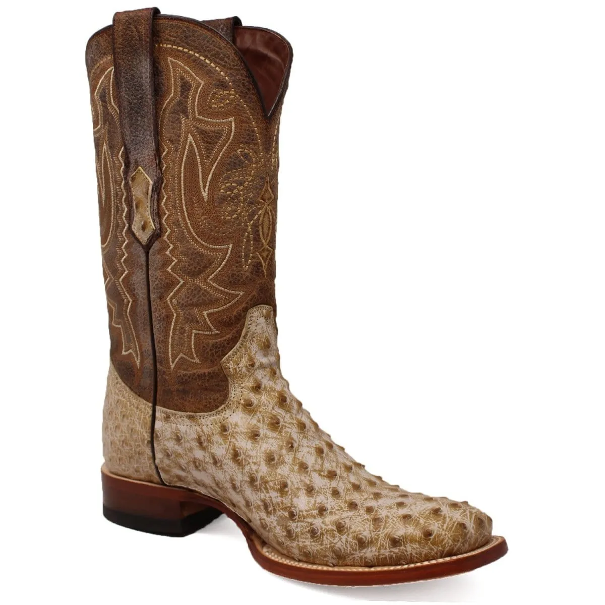 Tanner Mark Men's Genuine Full Quill Ostrich Square Toe Boots Rio Grand Antique TMX203302