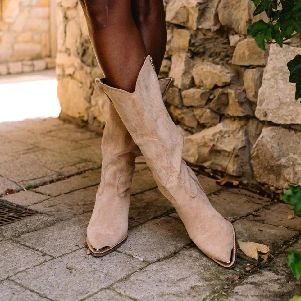 The Bentley Faux Suede Western Cowboy Boots