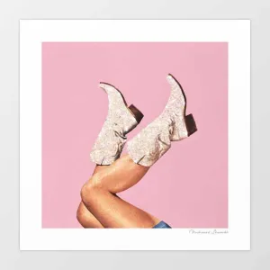 'These Boots - Glitter Pink' Art Print by Vertigo Artography