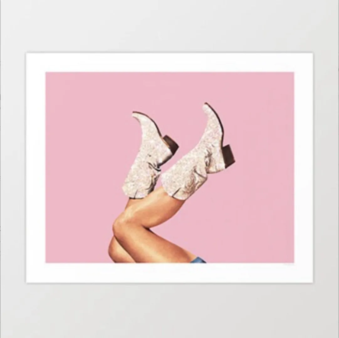 'These Boots - Glitter Pink' Art Print by Vertigo Artography