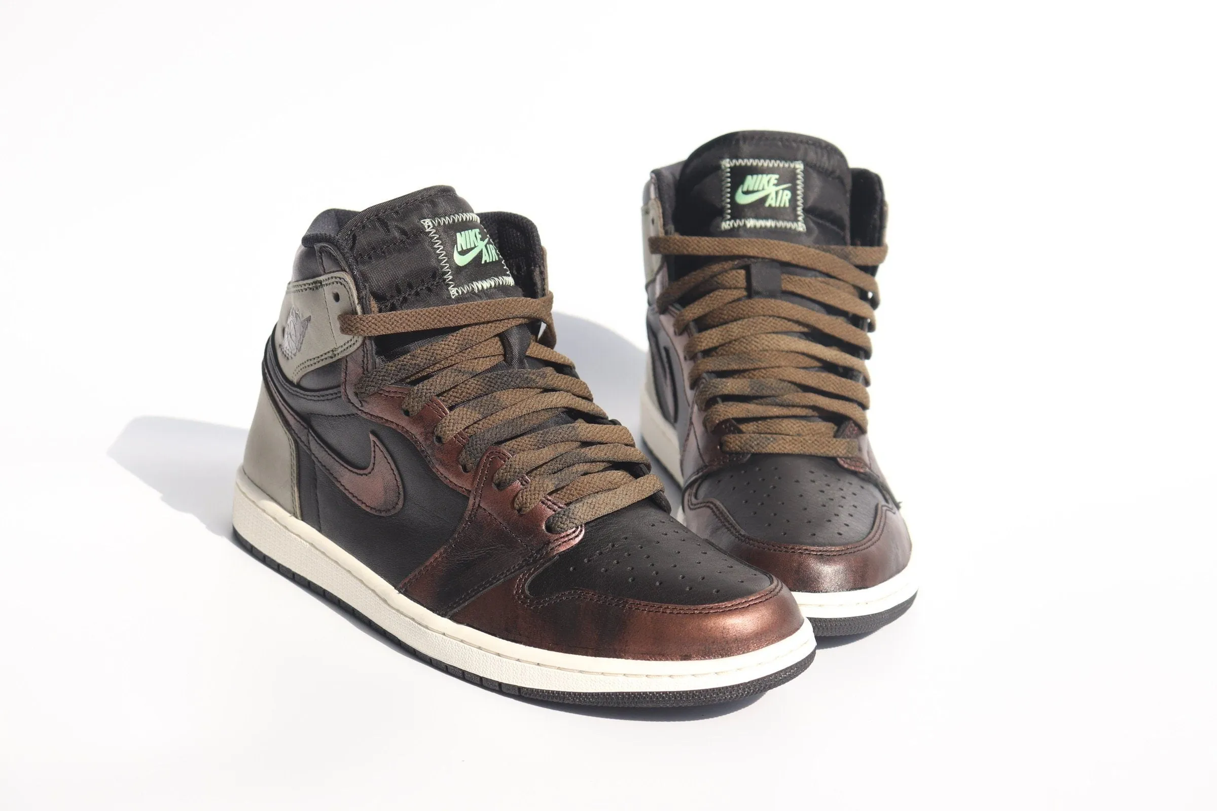 Tie Dye Flat Laces - Vintage Faded Rust Black for Air Jordan 1 / Palomino