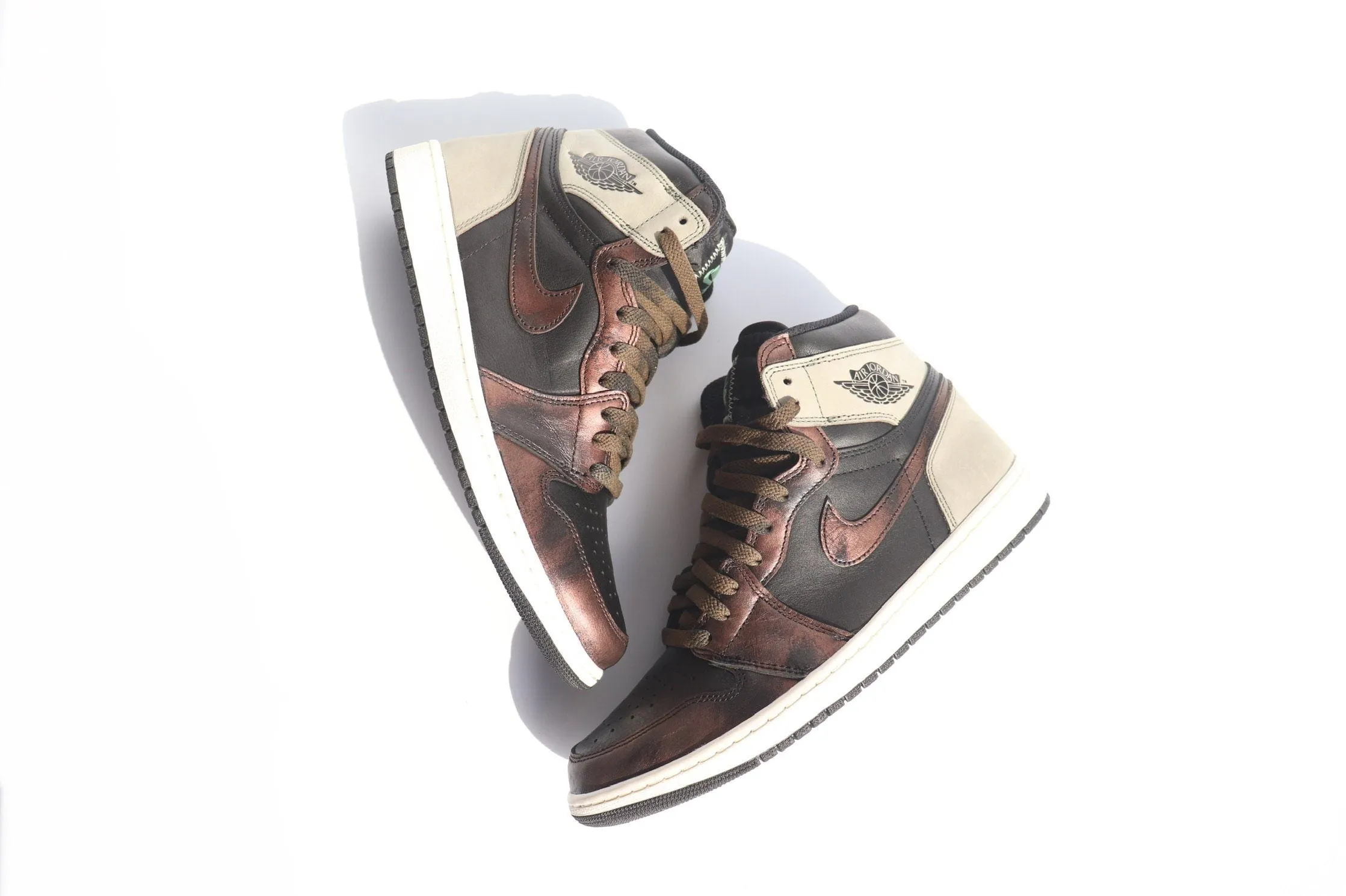 Tie Dye Flat Laces - Vintage Faded Rust Black for Air Jordan 1 / Palomino