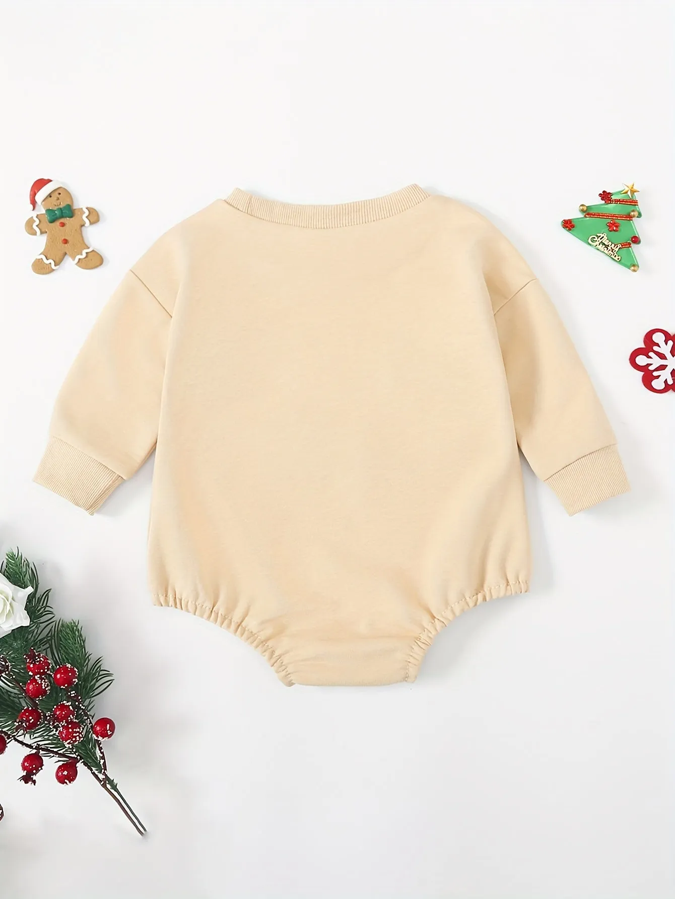 Toddler Girls Baby Boys Matching Romper, SANTA BABY Graphic Sweatshirt Crew Neck Onesie Christmas Casual Clothes, Suitable For Indoor And Outdoor Wear