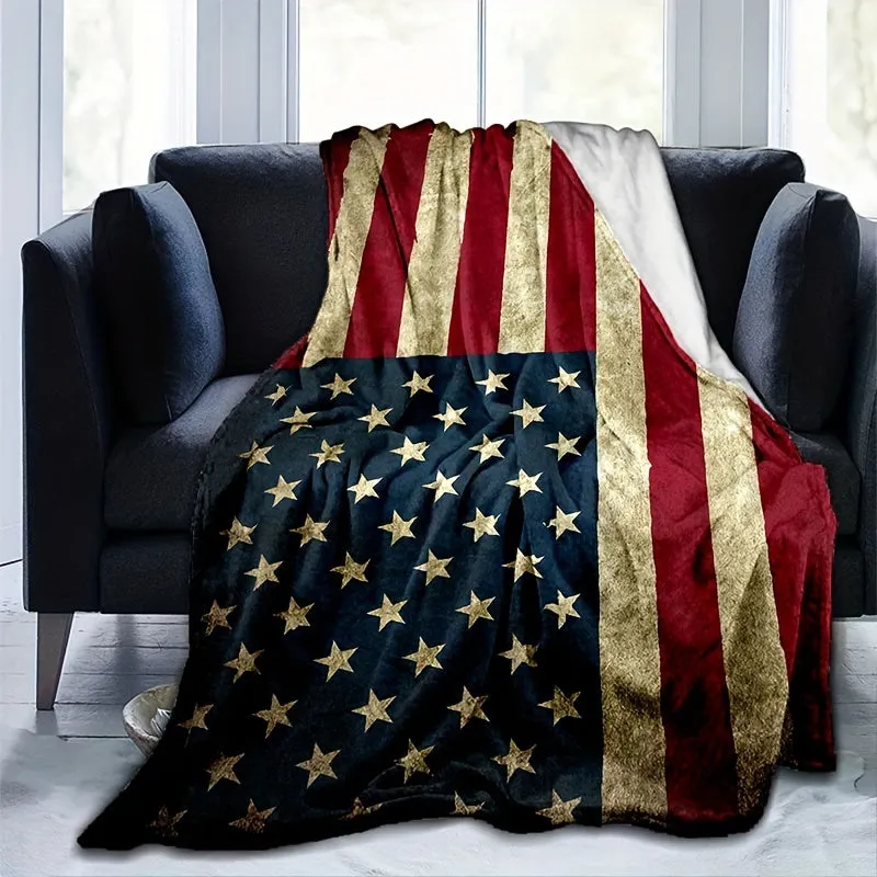 Ultra-Soft Patriotic All-Season Throw Blanket - Stain, Tear, and Fade Resistant, Easy Care, Perfect for Sofa, Bed, Travel, and Outdoor Activities - Cozy, Plush, and Durable for Year-Round Comfort