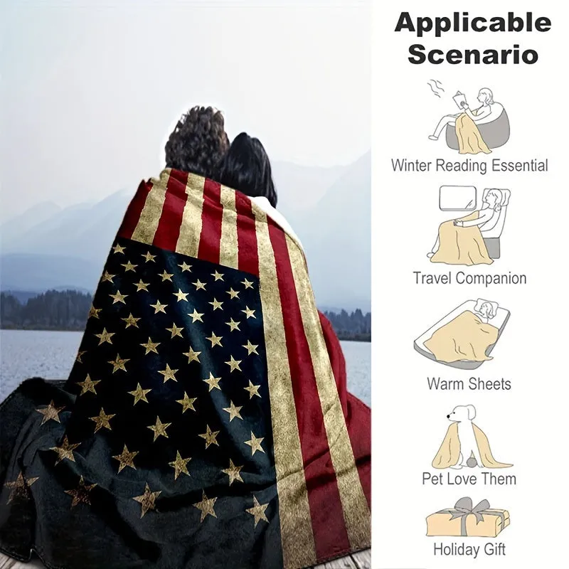 Ultra-Soft Patriotic All-Season Throw Blanket - Stain, Tear, and Fade Resistant, Easy Care, Perfect for Sofa, Bed, Travel, and Outdoor Activities - Cozy, Plush, and Durable for Year-Round Comfort