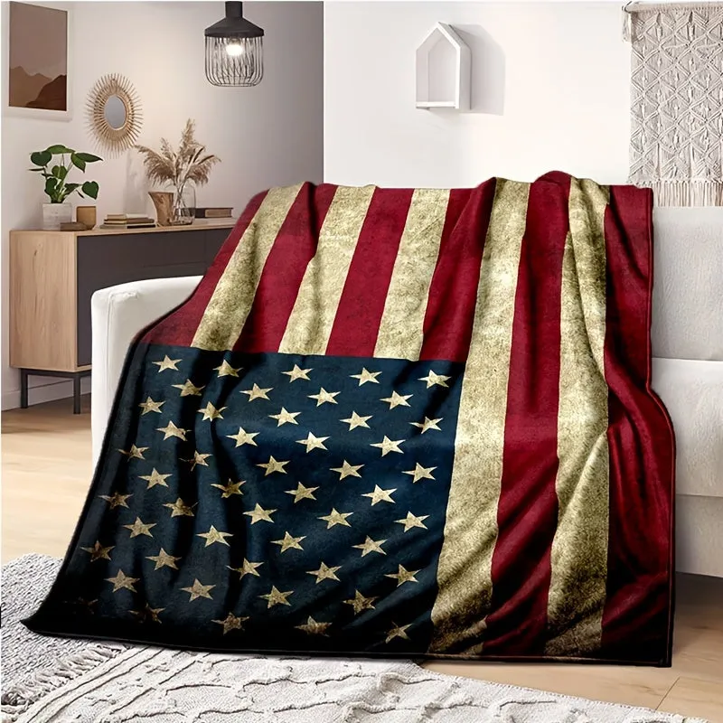 Ultra-Soft Patriotic All-Season Throw Blanket - Stain, Tear, and Fade Resistant, Easy Care, Perfect for Sofa, Bed, Travel, and Outdoor Activities - Cozy, Plush, and Durable for Year-Round Comfort