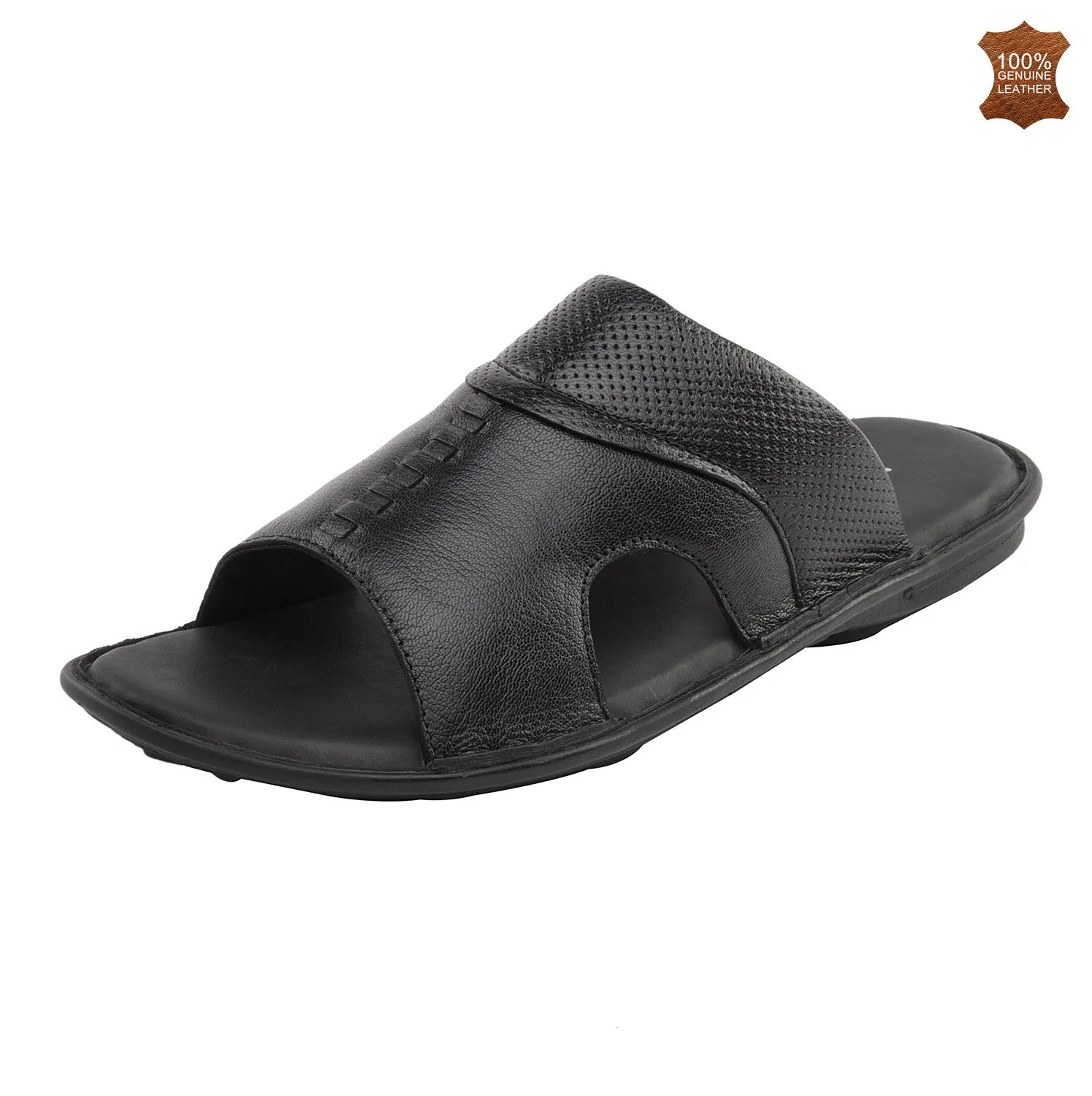 Vardhra Men 100% Genuine Leather - Slippers - Black