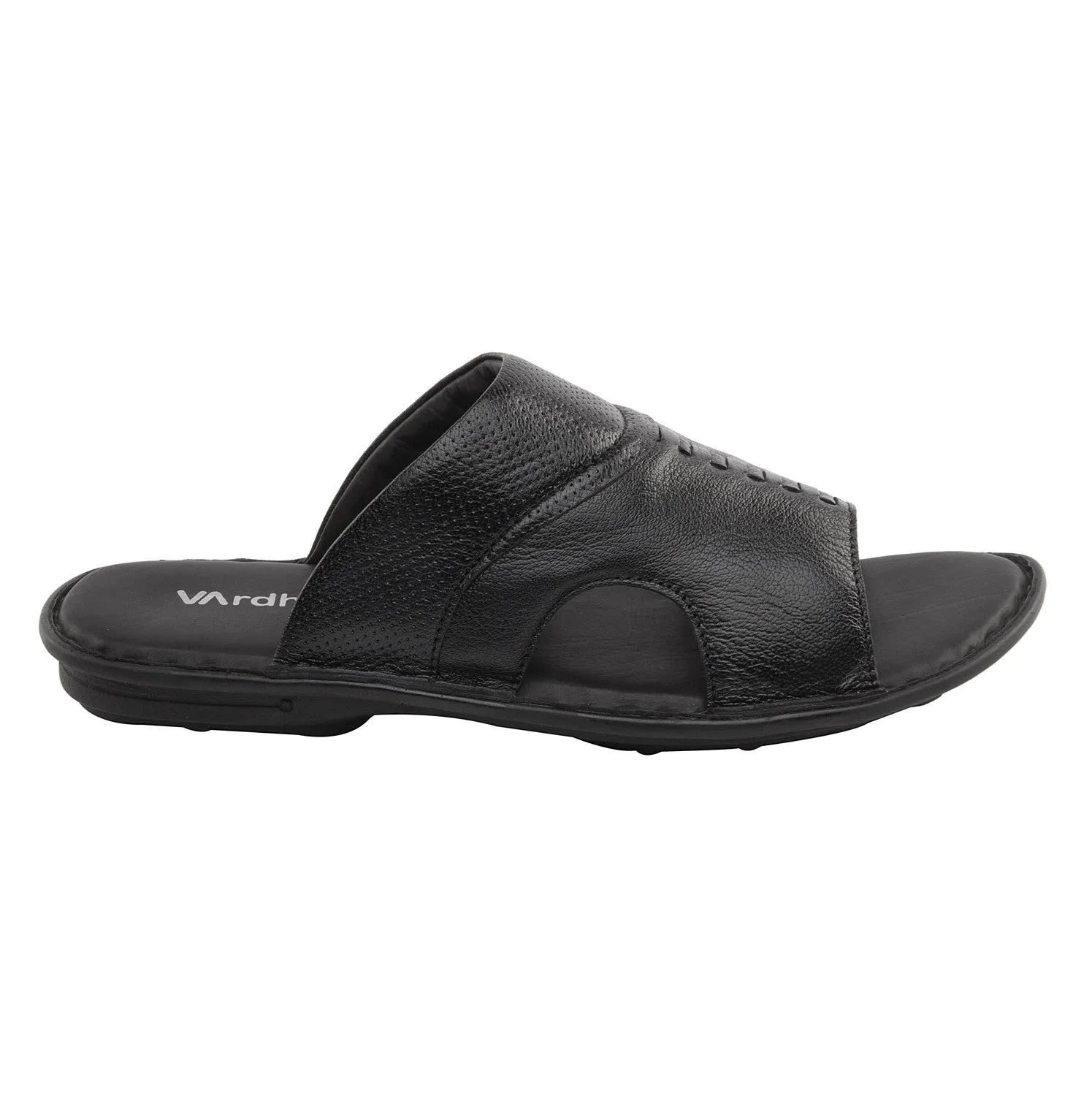 Vardhra Men 100% Genuine Leather - Slippers - Black