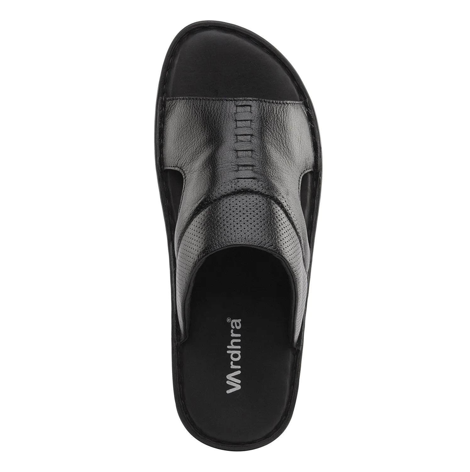 Vardhra Men 100% Genuine Leather - Slippers - Black