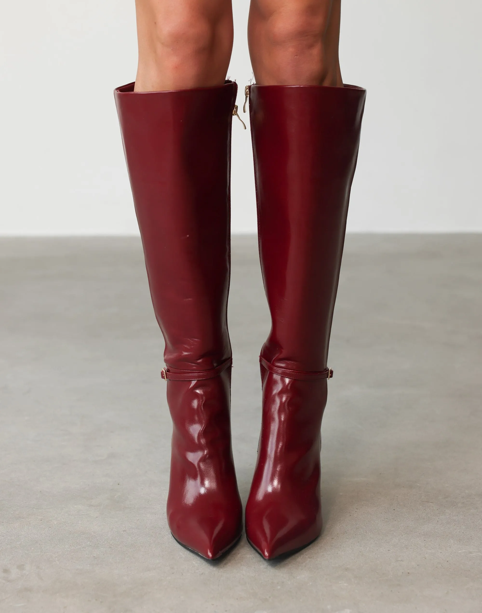 Violetta Knee High Boots (Cherry Texture) - By Billini