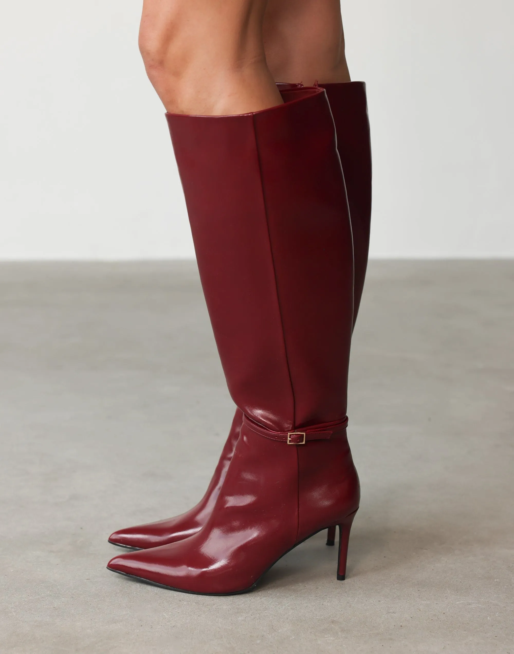 Violetta Knee High Boots (Cherry Texture) - By Billini