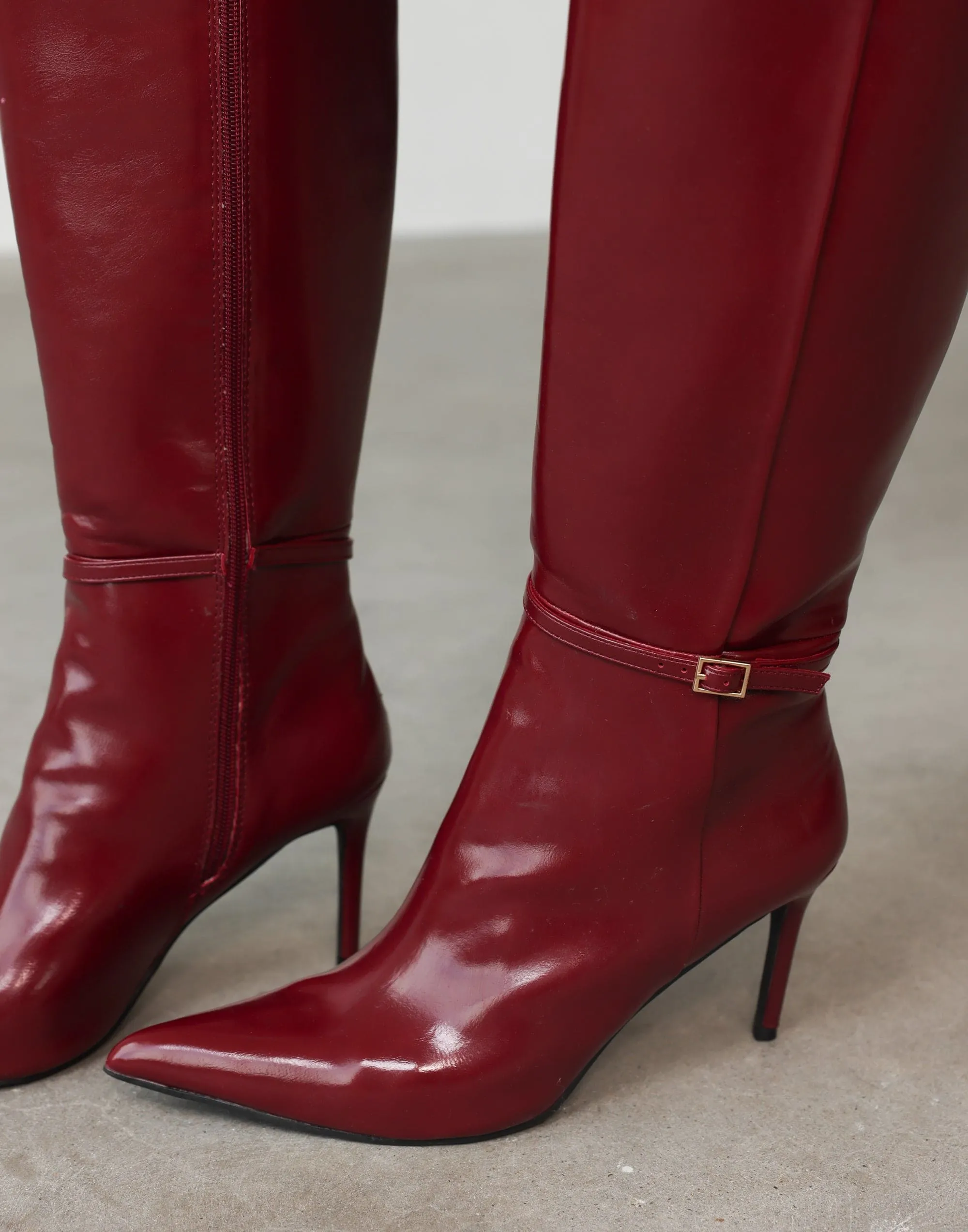 Violetta Knee High Boots (Cherry Texture) - By Billini