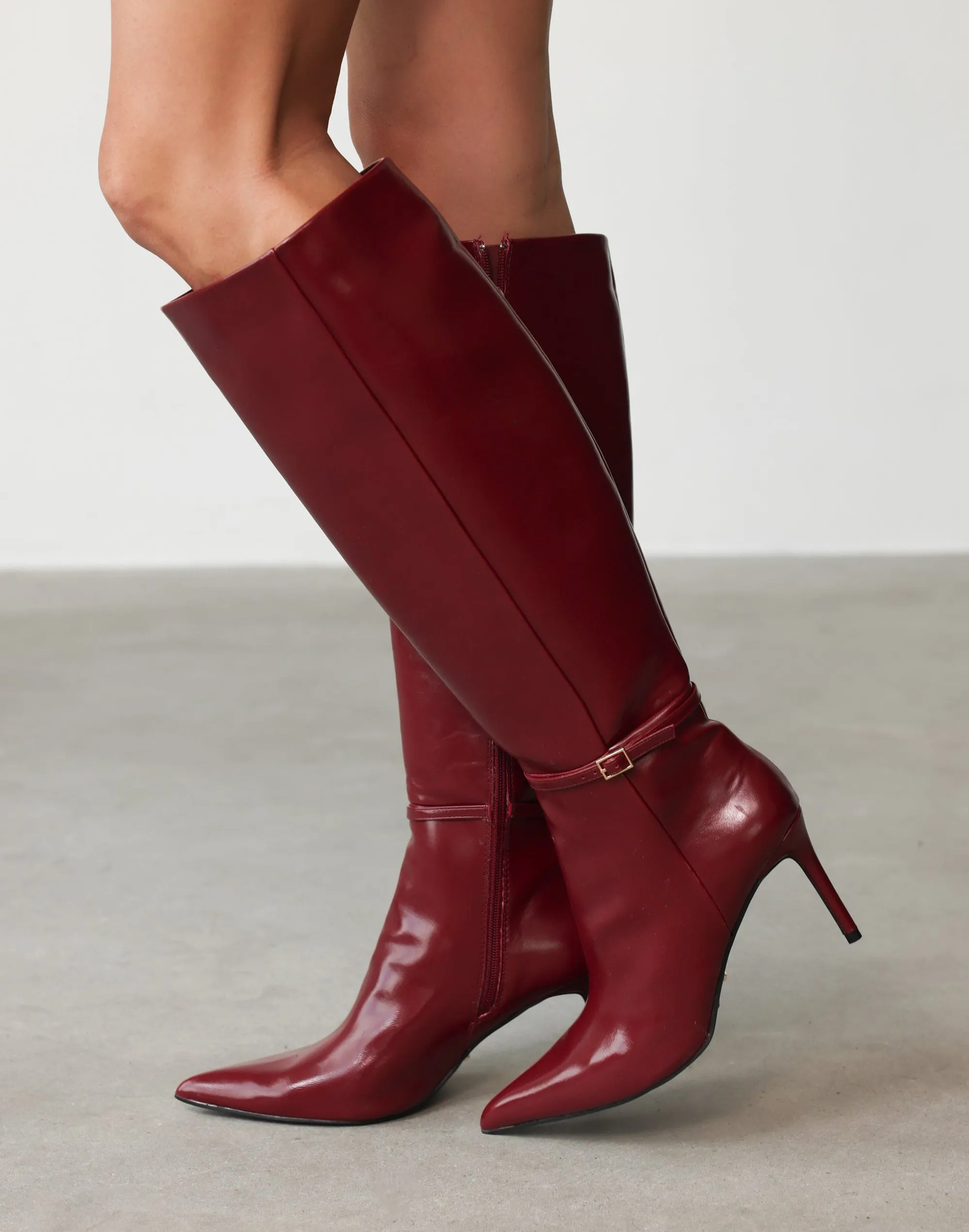 Violetta Knee High Boots (Cherry Texture) - By Billini