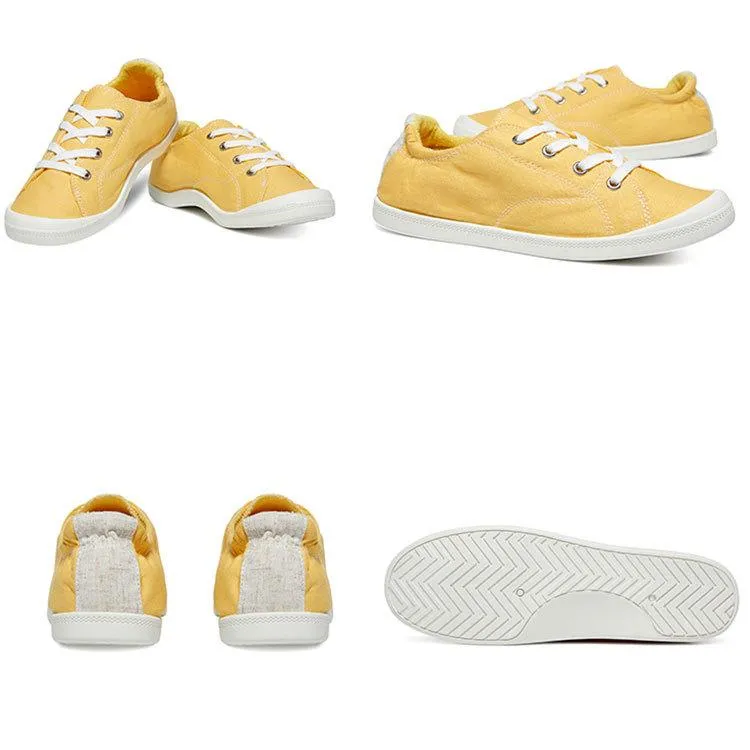 Women summer outdoor casual yellow slip on sneakers