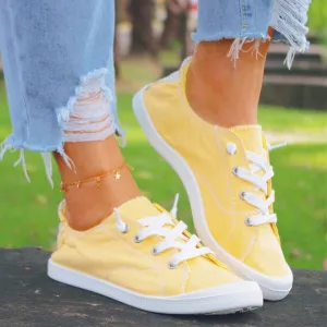 Women summer outdoor casual yellow slip on sneakers