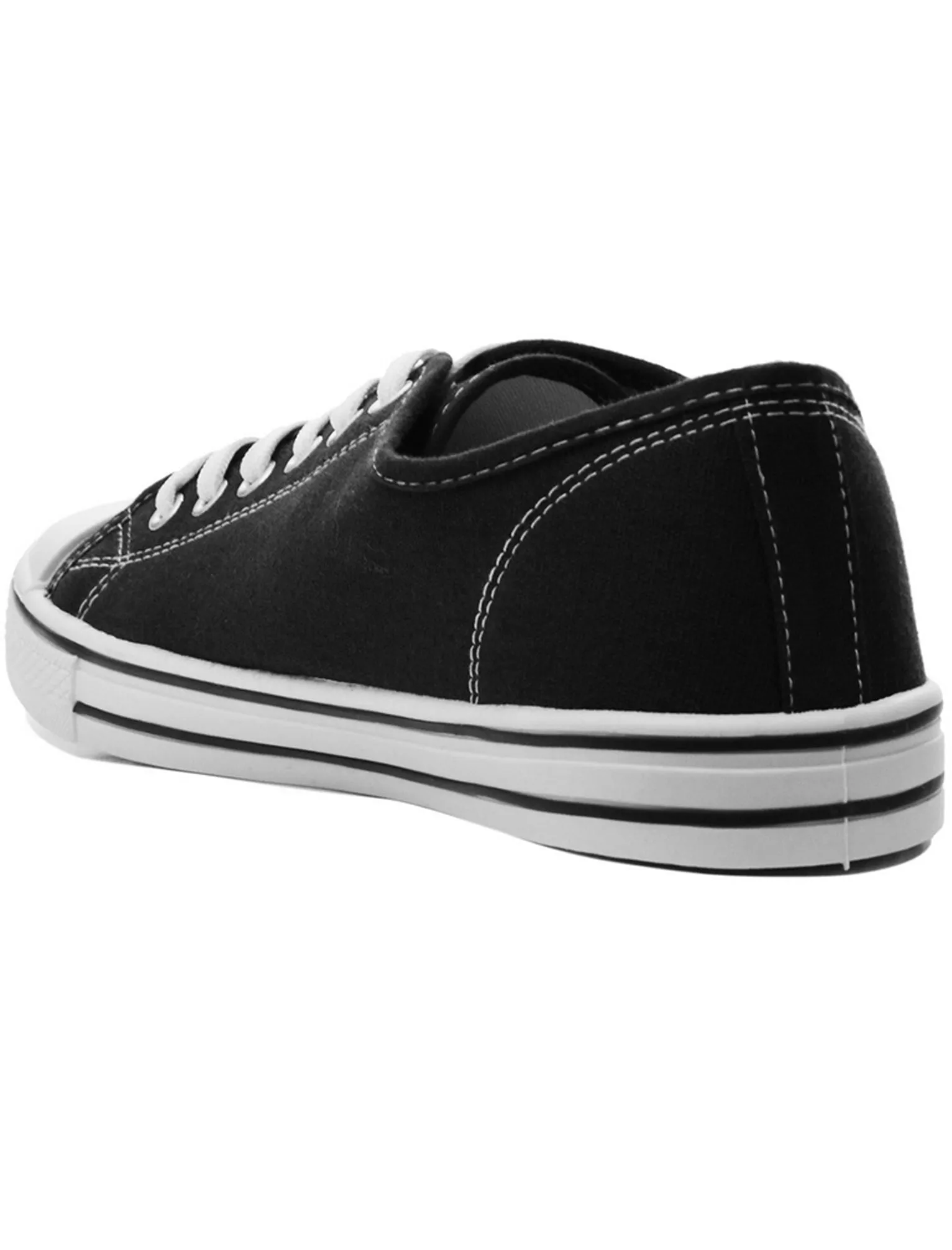 Womens Baltimore Low Top Lace Up Canvas Trainers In Black / White