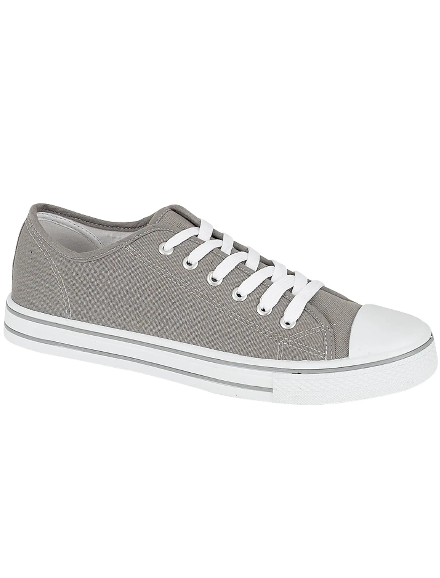 Womens Baltimore Low Top Lace Up Canvas Trainers In Grey