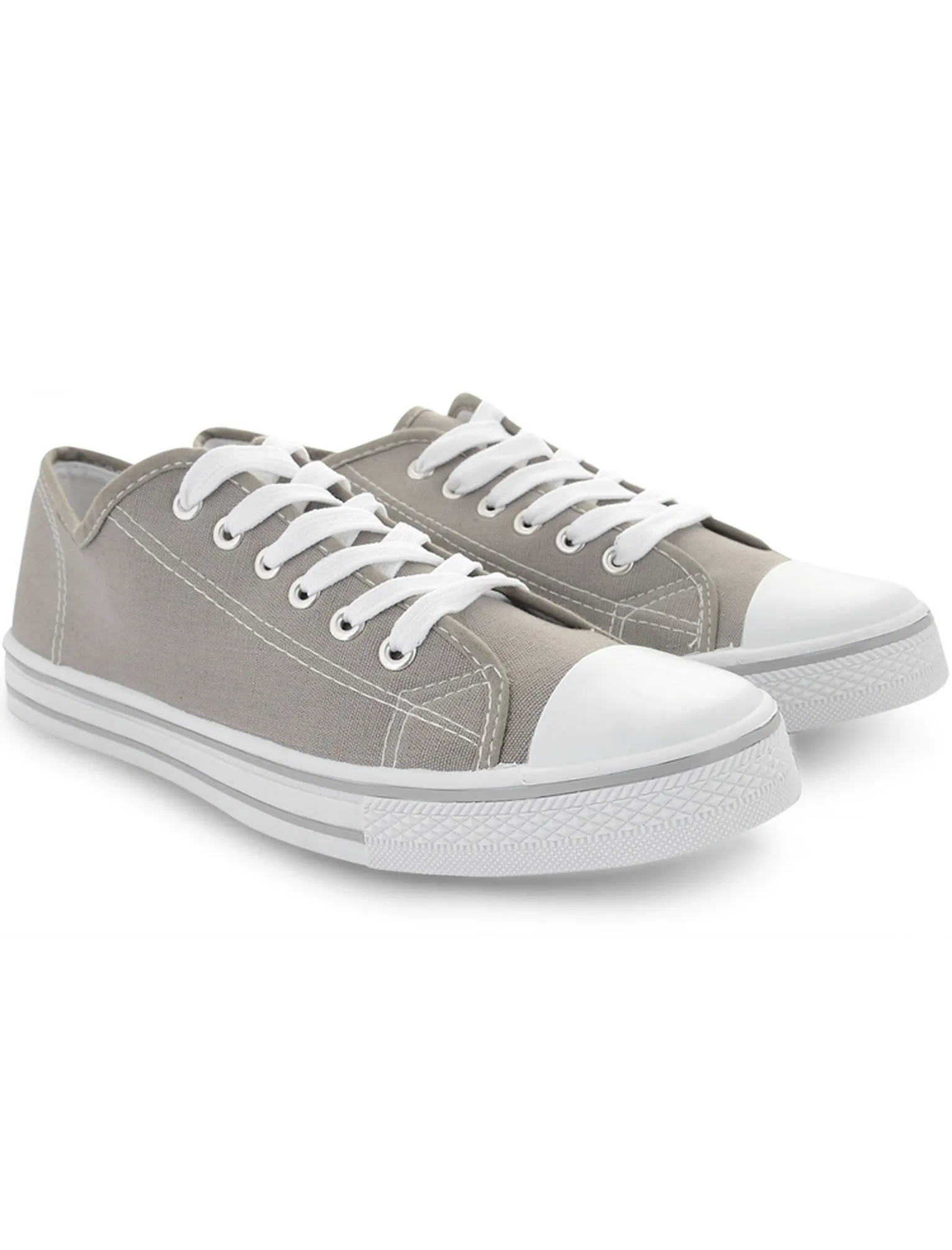 Womens Baltimore Low Top Lace Up Canvas Trainers In Grey