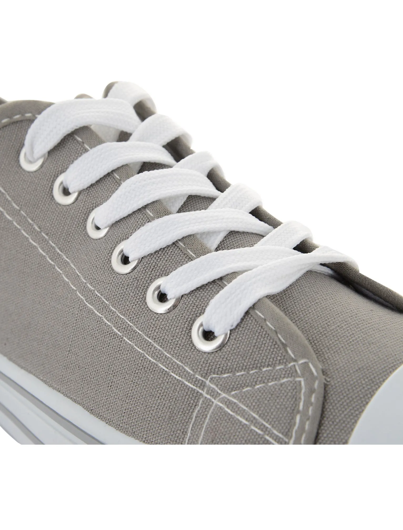 Womens Baltimore Low Top Lace Up Canvas Trainers In Grey