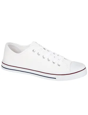 Womens Baltimore Low Top Lace Up Canvas Trainers In White